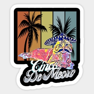 Cinco De Meow (reclining mustached cat sombrero) Sticker